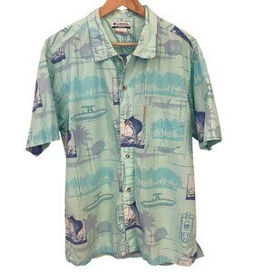 Columbia Mens PFG Tropical Fishing Camp Shirt Size L Coastal Beach Preppy Summer